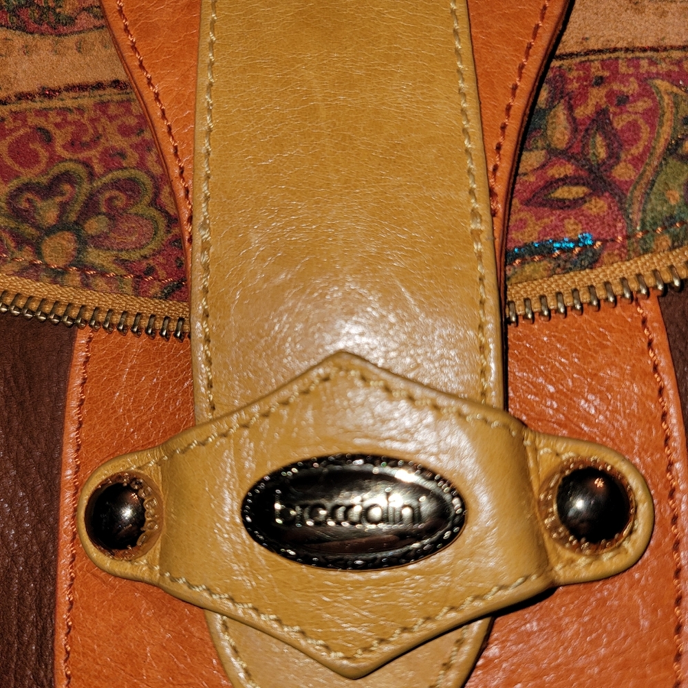 Brown Multi-Color Leather Shoulder Bag with Tassel - Picture 3 of 4